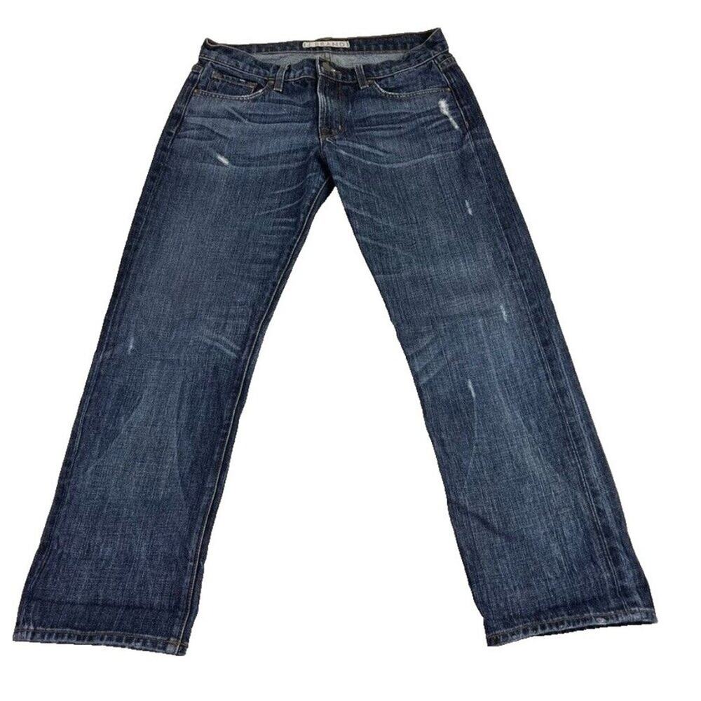 J Brand Jeans Womens 26 Blue Dark Clyde Straight Leg Low Rise Distressed Cotton